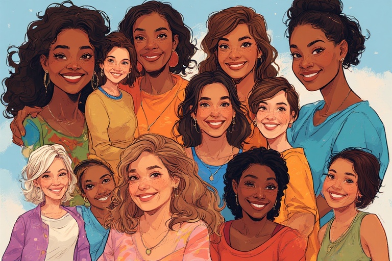 download (25) group of midlife gen x women up close of all races