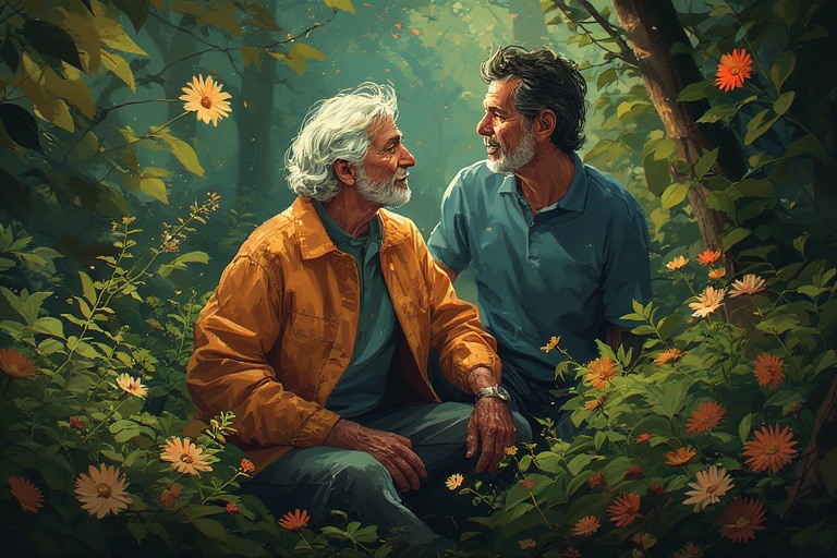 2 men who are the same but 1 is younger and 1 is older